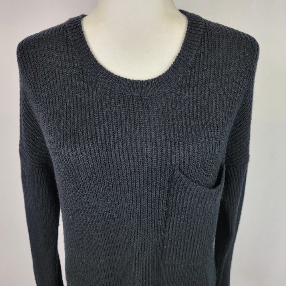 Madewell Thompson Pocket Pullover Sweater Black Long Sleeve Boat Neck Size S - Picture 3 of 10
